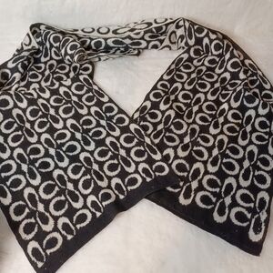 Coach Knit Black and White Patterned Scarf